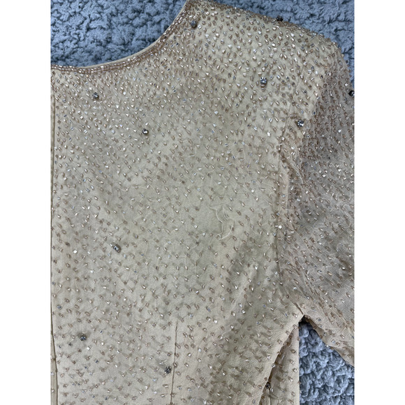 Jovani Blouse Womens Size 6P Silk Sequins Vintage Gatsby Padded Shoulders - Picture 7 of 13